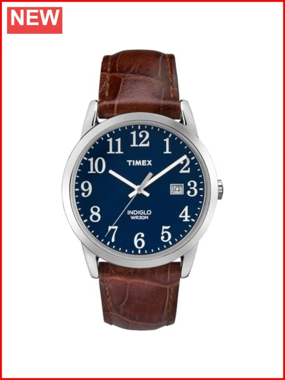 Easy Reader Watch with Genuine Leather Strap and INDIGLO Backlight